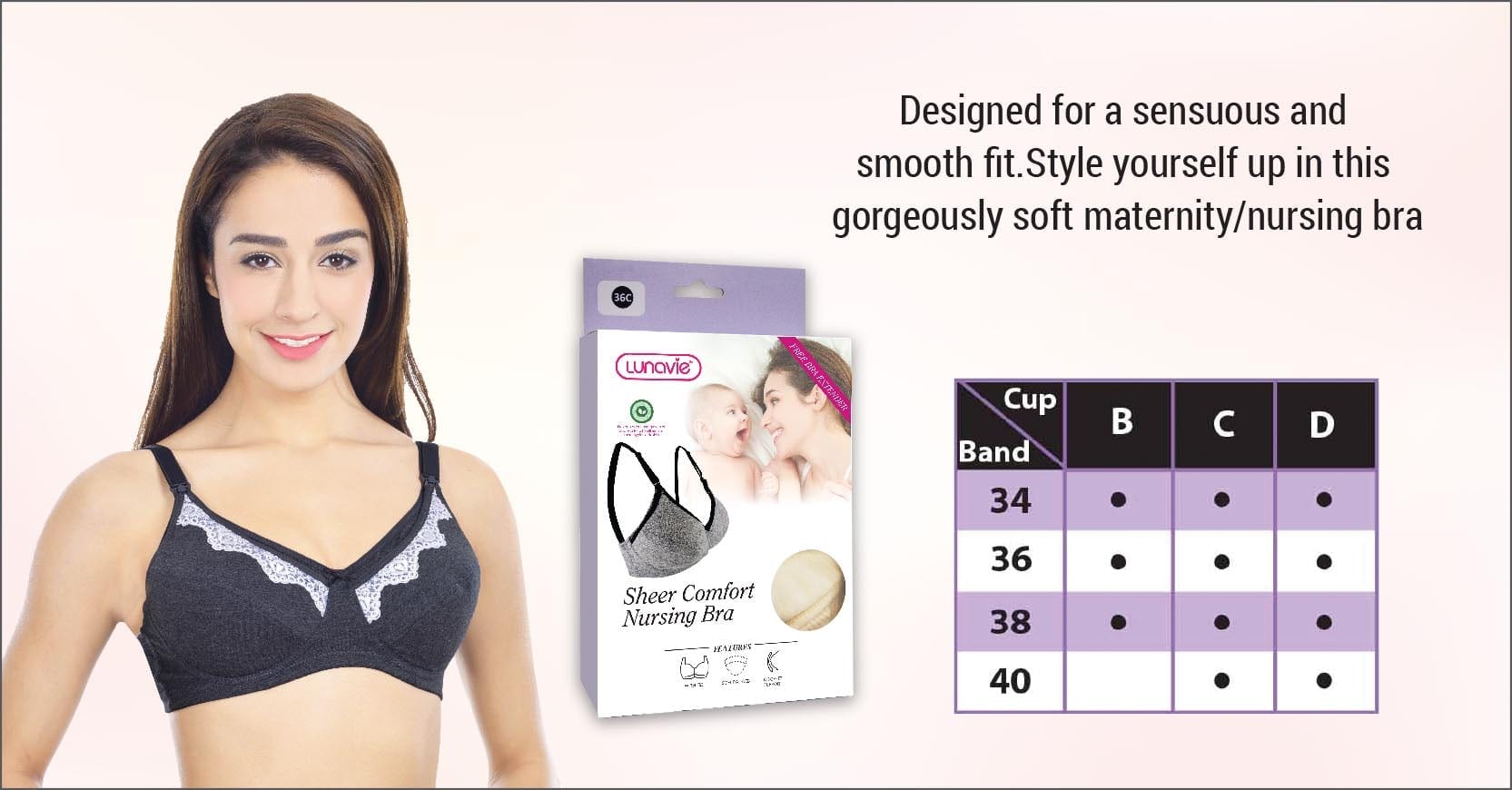 feature description for sheer comfort nursing bra