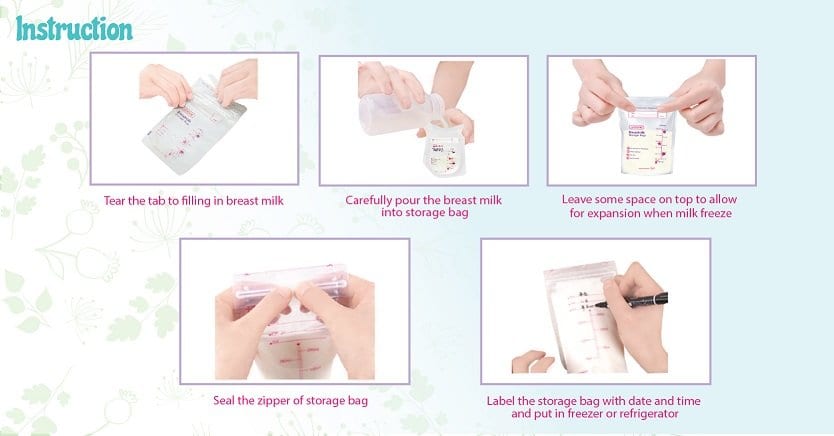 instruction for milk storage bag