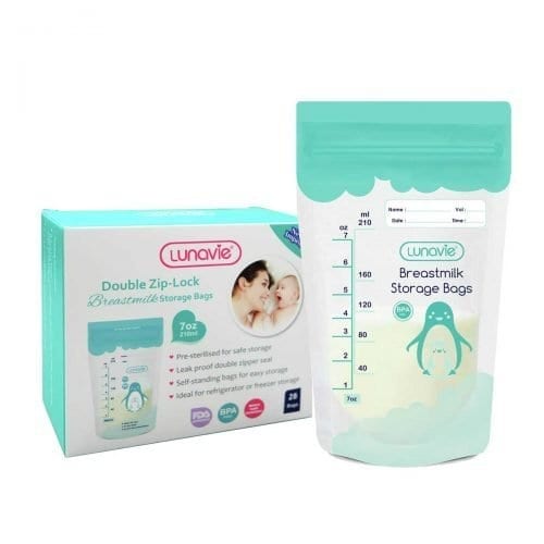 double zip-lock breast milk storage bag 7oz 28 pcs